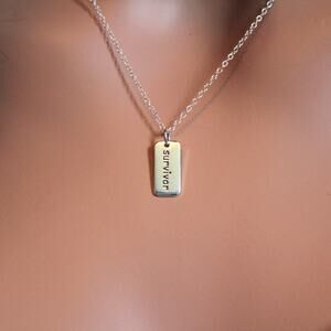 Sterling Silver Survivor Word Charm Necklace, Cancer Survivor Necklace